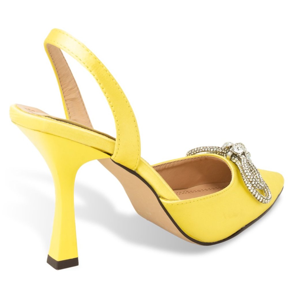 Women’s Rhinestone Bow Slingback Pointed Toe Heel Pumps - Picture 3 of 4